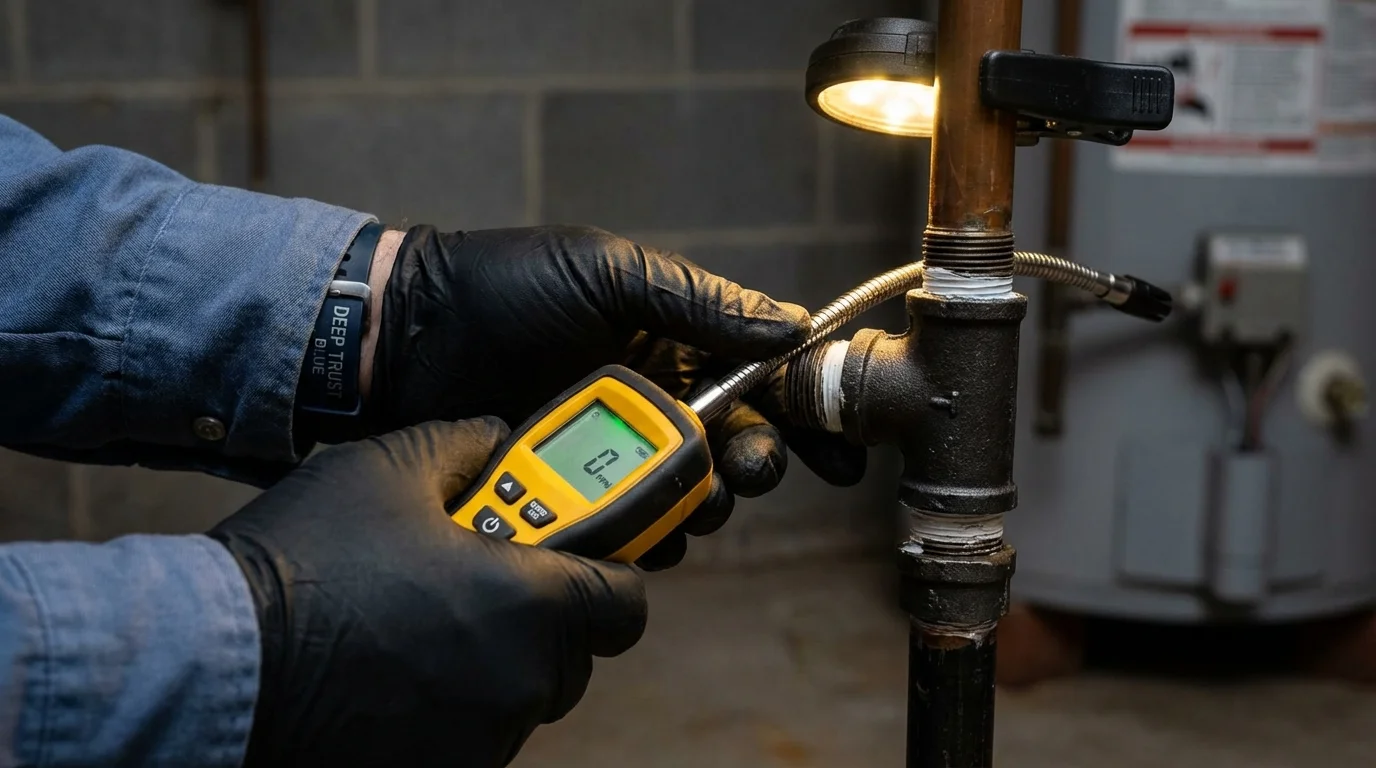 Gas leak detection with electronic sniffer by Johns Plumbing LLC in Monroe City