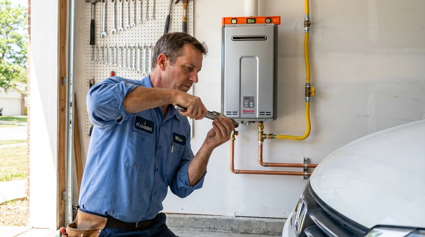 Tankless water heater installation by a Johns Plumbing LLC plumber in Monroe City